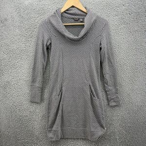 Merrell Women's Size XS Black White Marled Cowl Neck Geometric Tunic Sweater L/S